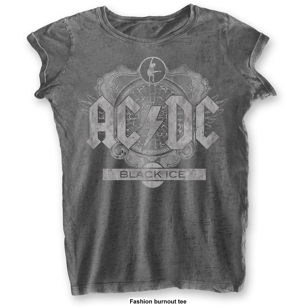 AC DC BLACK ICE Lady Black T-shirt Rock Woman V-neck Rock Band Shirt