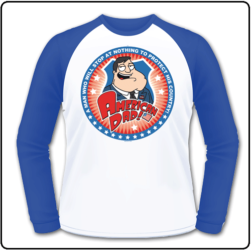 American Dad - Protect (White And Royal Blue) Baseball T-Shirt