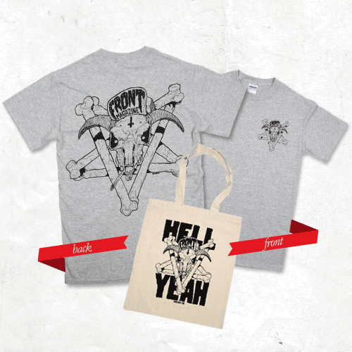 Front Magazine - Grey pentagram T-Shirt And Hell Yeah Tote Bag