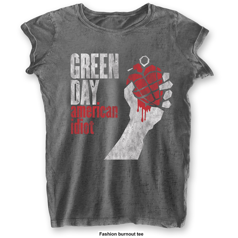 Burnout T-Shirt-Nuevo Y Oficial! Green Day 'American idiota Vintage" Azul