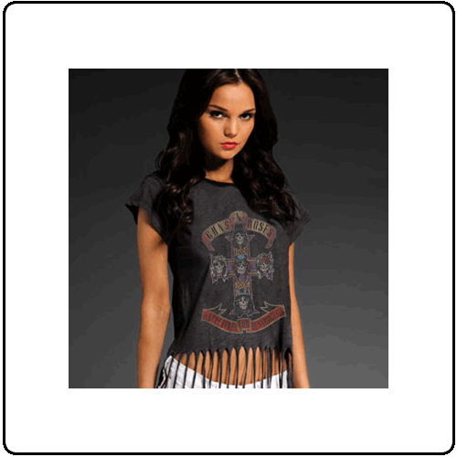 Guns N Roses - Cross - Fringe Top (Girls)