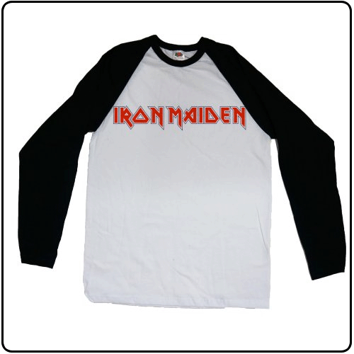 Iron Maiden 'Logo' Long Sleeve Baseball Shirt NEW & OFFICIAL! 
