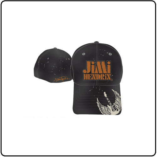 Jimi Hendrix - Black FF Cap Logo & Winged Guitar