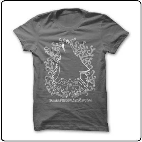 James McMorrow - Wolf Design-Charcoal, White Print