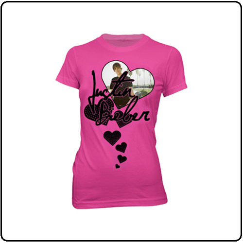 Justin Bieber - Heart Fuschia Crew Neck