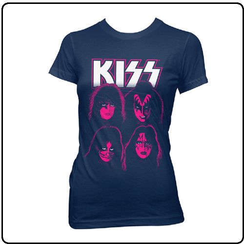Kiss - Navy Pink Faces Tissue Tee