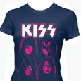 Kiss : Navy Pink Faces Tissue Tee