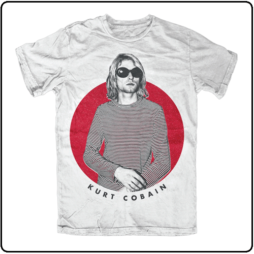 Kurt Cobain - Striped Top - White Slim Fit