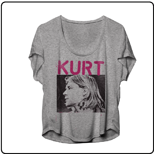 Kurt Cobain - Heather Grey Side Photo Jr Tissue Tee