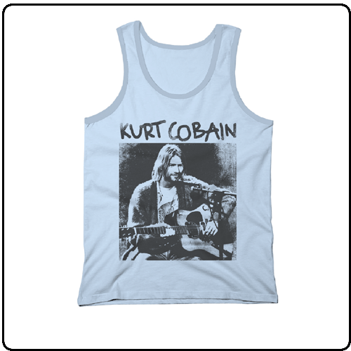 Kurt Cobain - Light Blue Acoustic Mens Tank Top (USA Import)