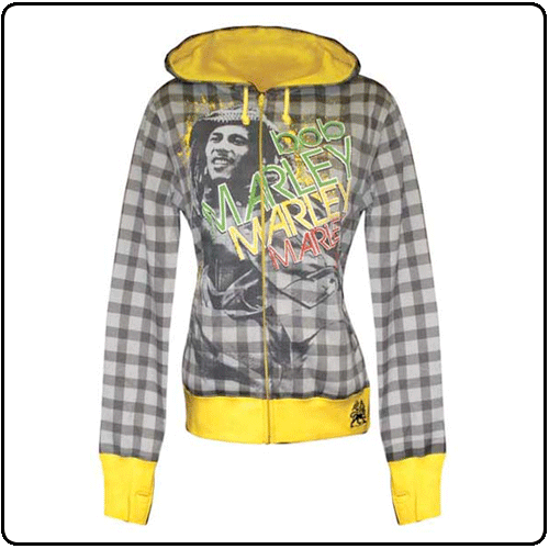 Bob Marley - Lounge Plaid All Over Zipped Hoodie
