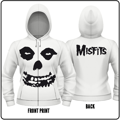 Misfits - All Over Skull - White - Zipped (Girls)