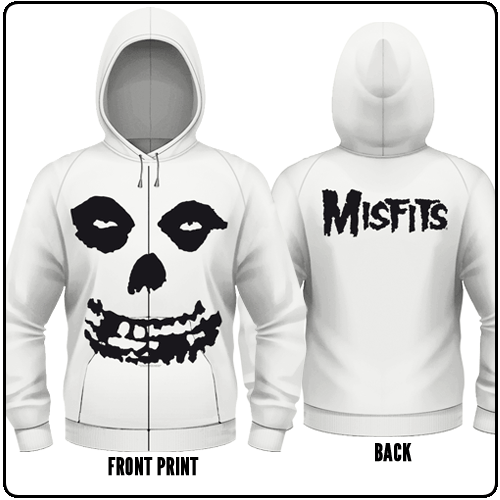 Misfits - All Over Skull - White - Zipped (Mens)