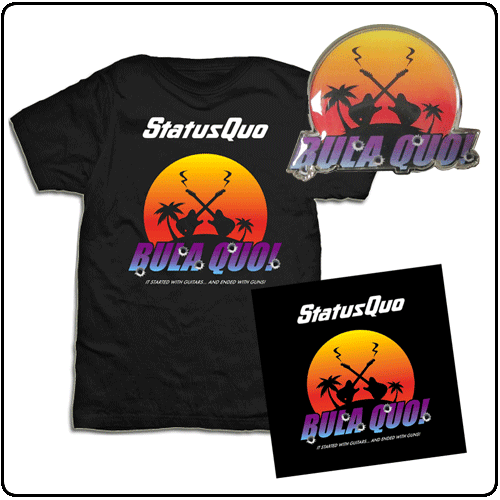 Status Quo - CD + Badge + Bula Quo Shirt