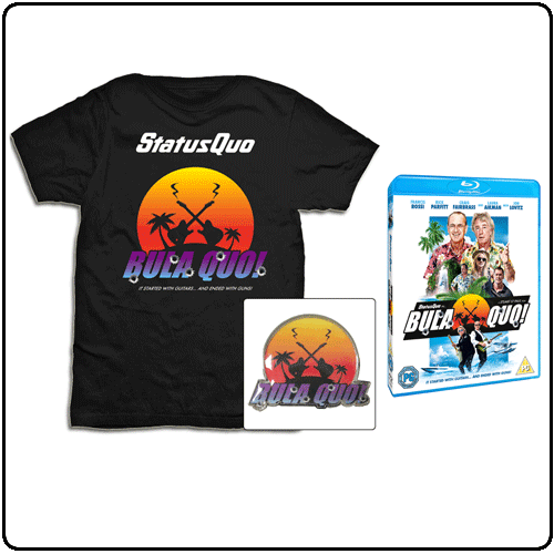 Status Quo - Bula Blu Ray, T Shirt, Pin Bundle