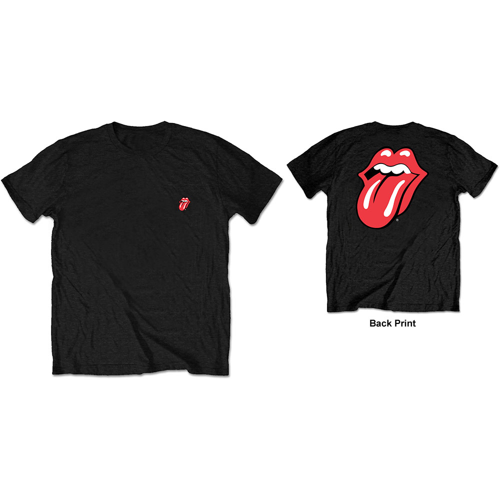 The Rolling Stones Tongue Plastered Logo Lips Lick Official Black Womens T-shirt