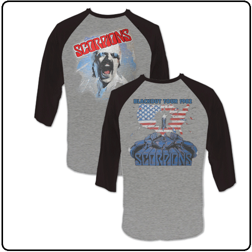 Scorpions - Vintage Blackout 82 Baseball T-Shirt