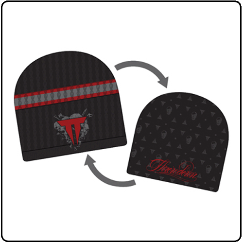 Throwdown - Black Beanie Red Logo Reversable