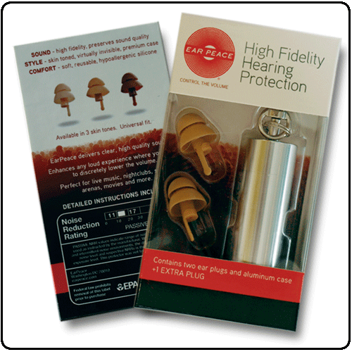 Ear Peace - Silver Case Tan Ear Plug