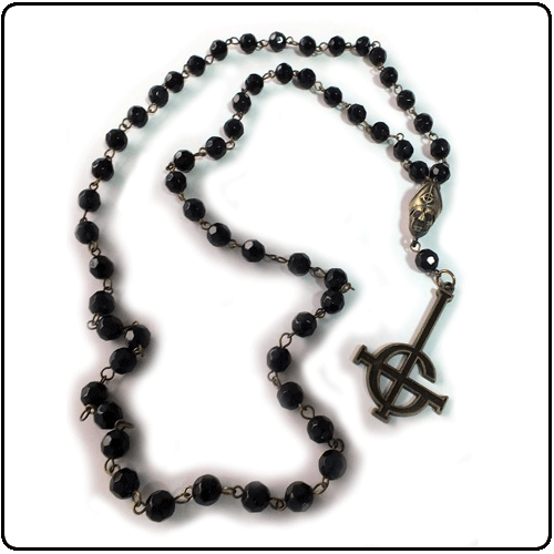Ghost - Black & Brass Rosary Beads