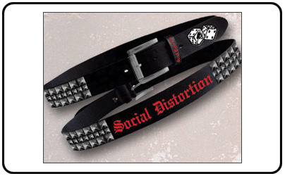 Social Distortion - Black Studded Belt With Emb Printing