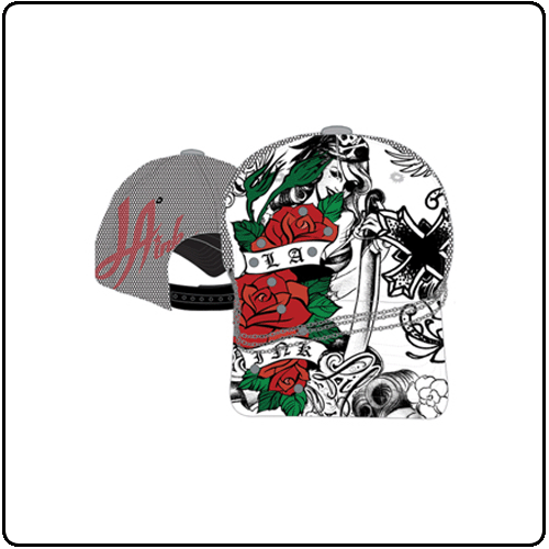 L.A Ink - White Adj Cap Pirates With Red Roses