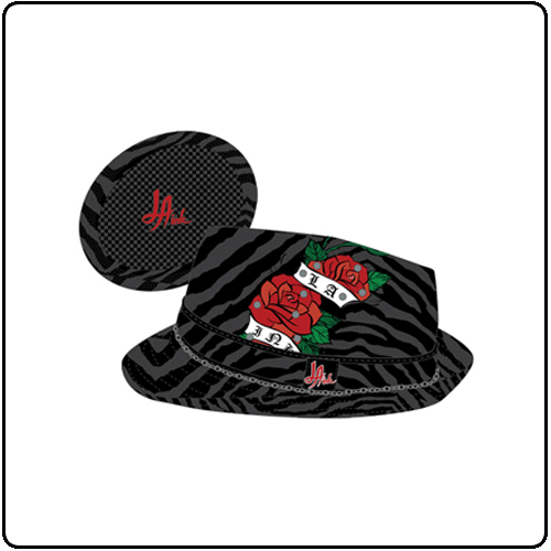 L.A Ink - S/M Black Fedora Hat With Roses