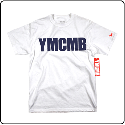 YMCMB - Navy Print on White