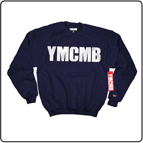 YMCMB - White Print on Navy Sweatshirt