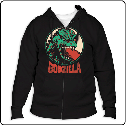 Godzilla - Circle Portrait Zipped Hoodie