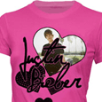Justin Bieber : Heart Fuschia Crew Neck