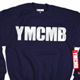 YMCMB : White Print on Navy Sweatshirt
