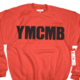 YMCMB : Black Print on Red Sweatshirt