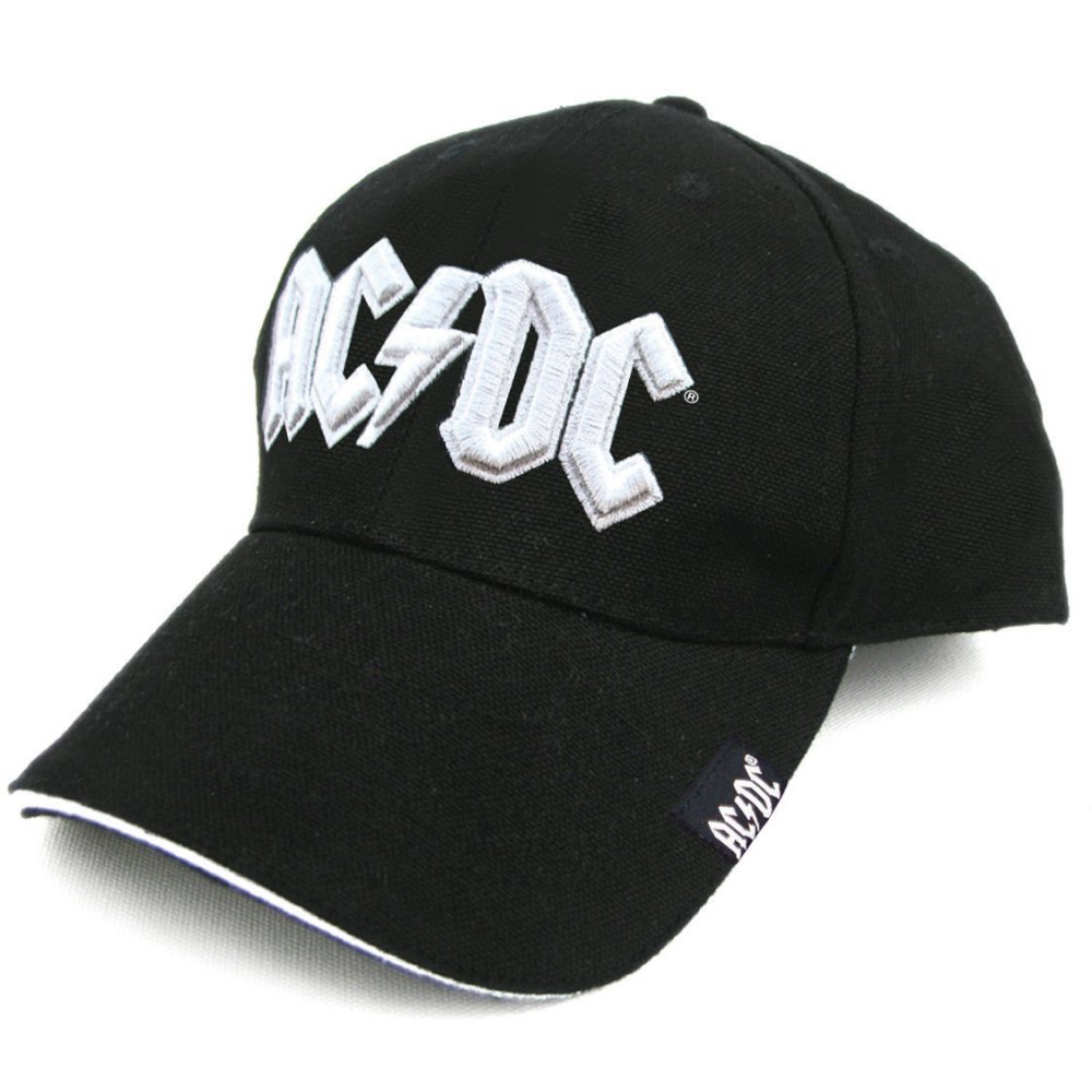 AC/DC - White Logo Puff Embroidered (Black)
