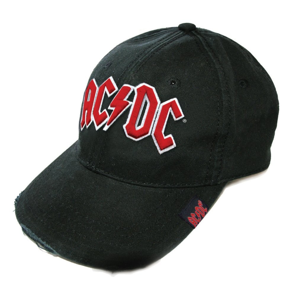 AC/DC - Red On White Logo Puff Embroidered (Black)