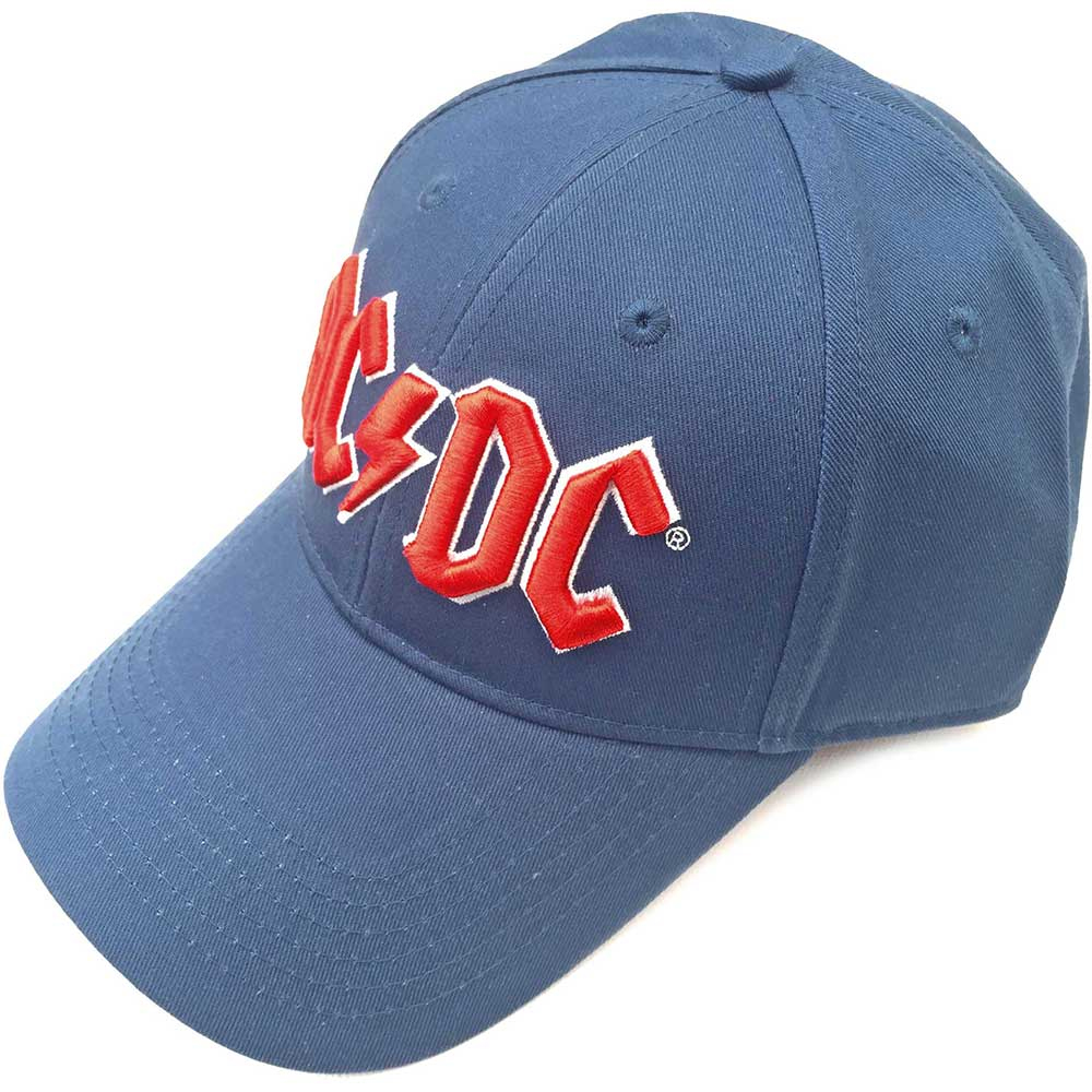 AC/DC - Red Logo (Denim Blue) (Baseball Cap)