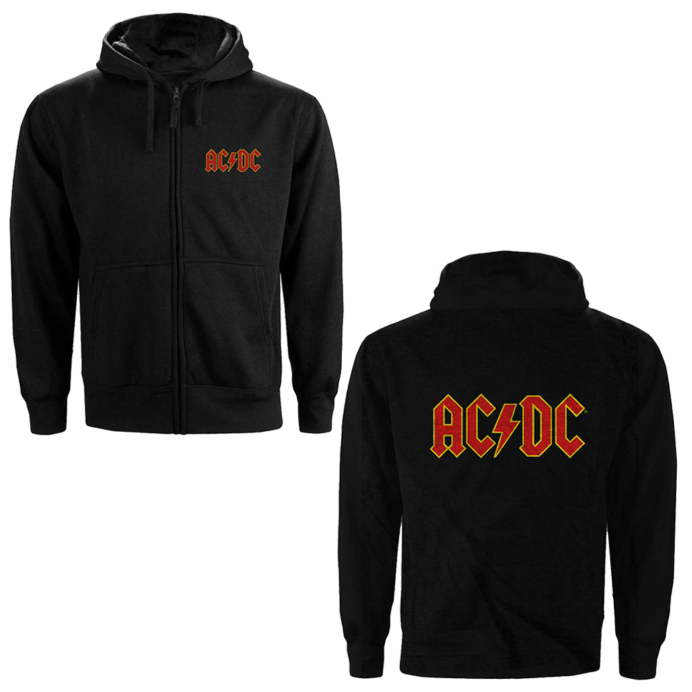 AC/DC - Logo (Back Print) (Ladies Zip Hoodie)