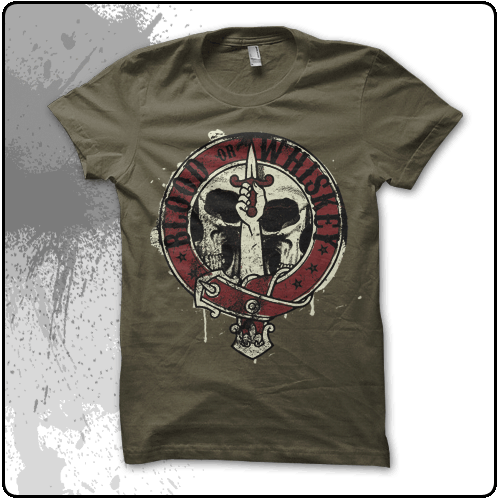 Blood Or Whiskey - Skull (Mens Army Green)