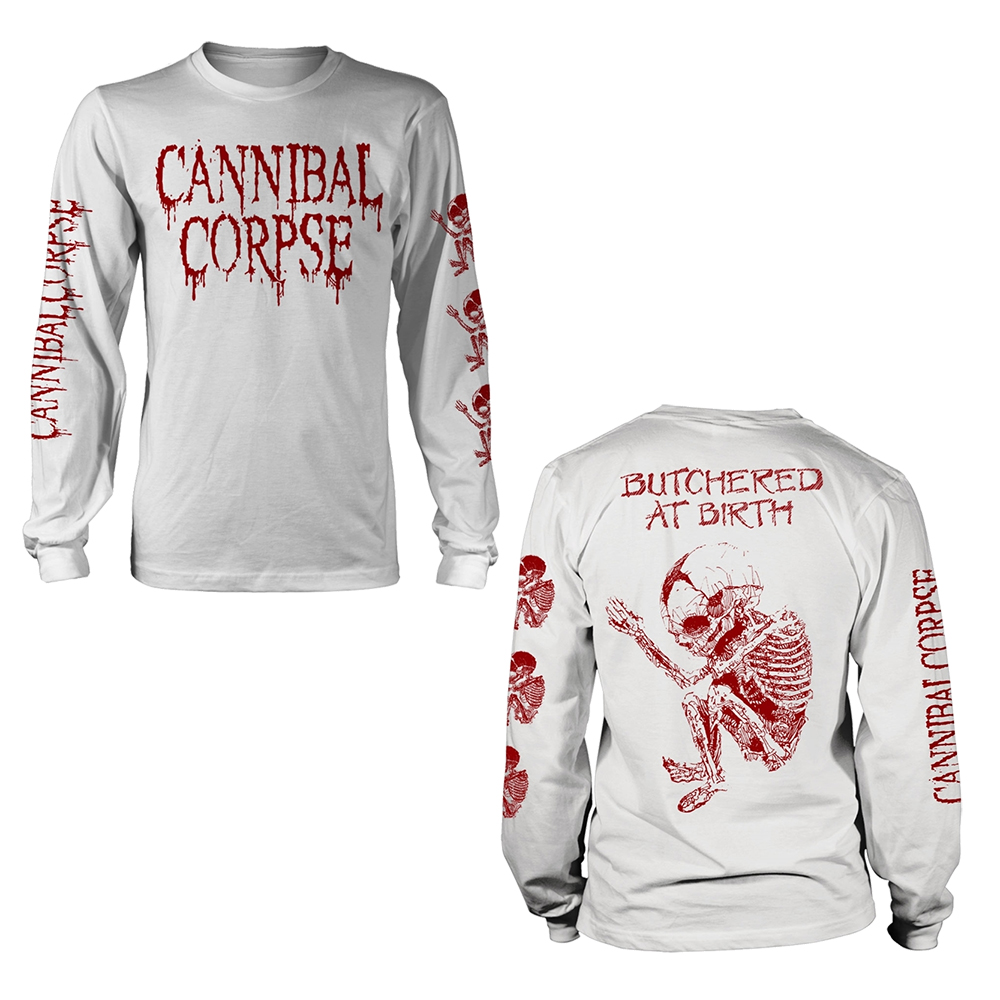 Cannibal Corpse - Butchered At Birth Logo (White Longsleeve)
