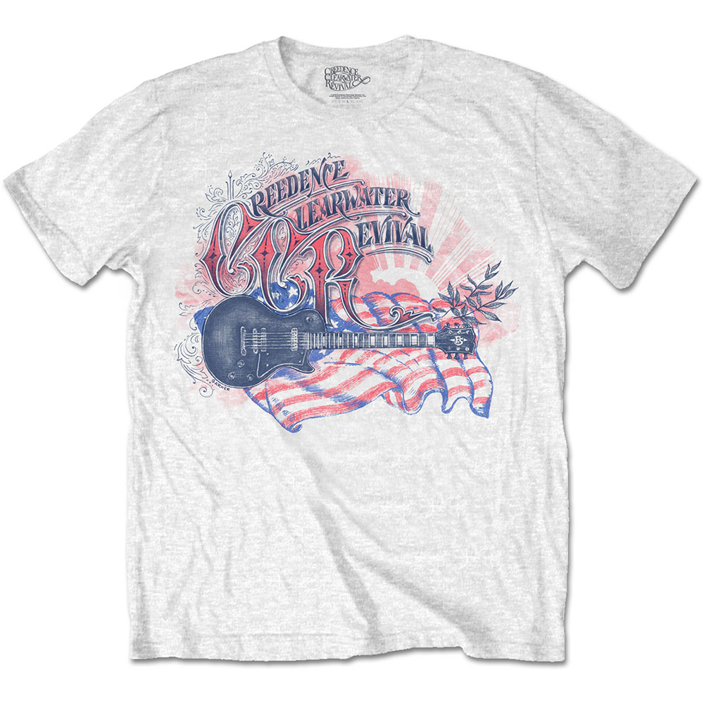 Creedence Clearwater Revival - Guitar & Flag (White)