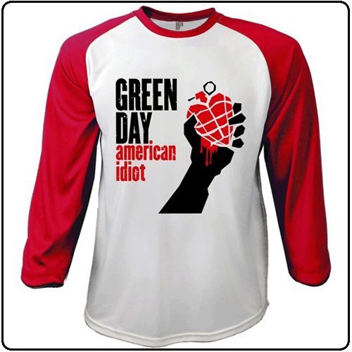 Green Day - American Idiot (Red Sleeve Baseball Shirt)