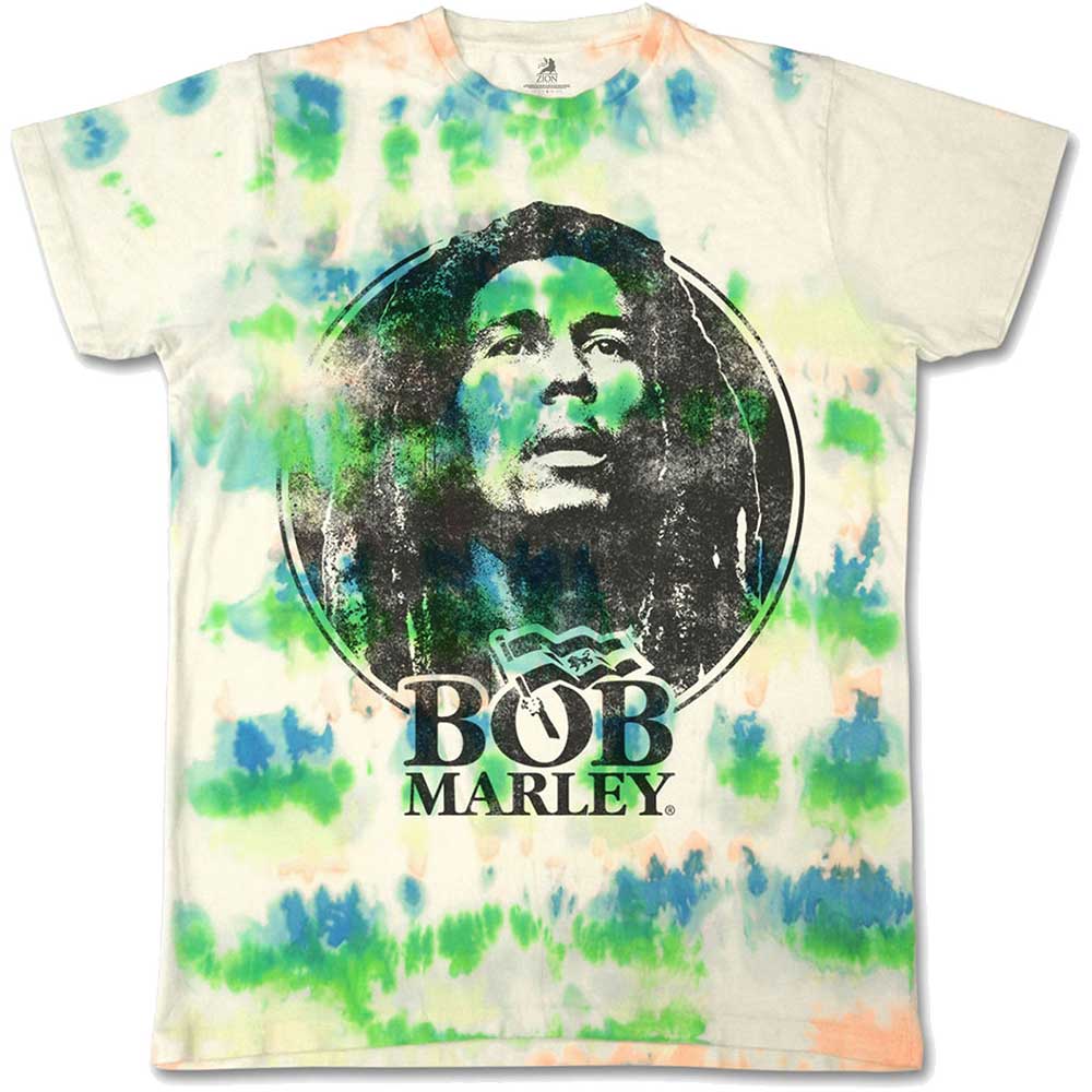 Bob Marley - BOB MARLEY UNISEX T-SHIRT: BLACK & WHITE LOGO (DIP-DYE)