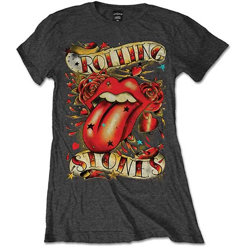Rolling Stones - Tongue & Stars (Grey) (Women's)