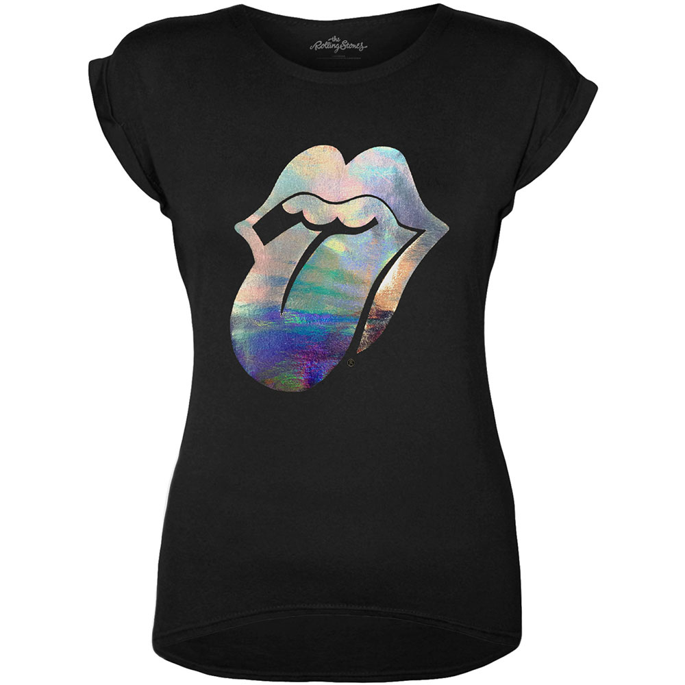 Rolling Stones - Holo Foil Tongue Logo (Women's) (Black)