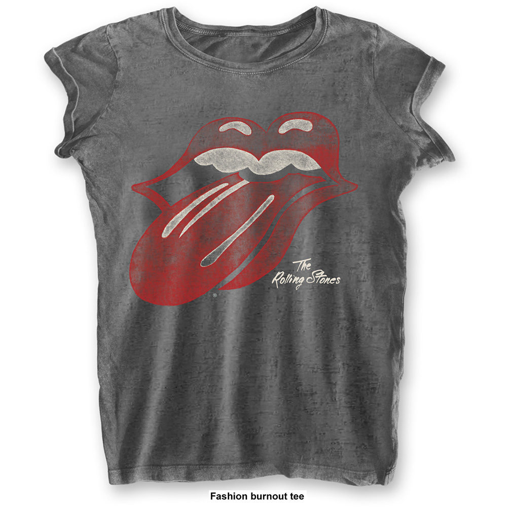 Rolling Stones - Vintage Tongue Logo (Women's) (Charcoal)