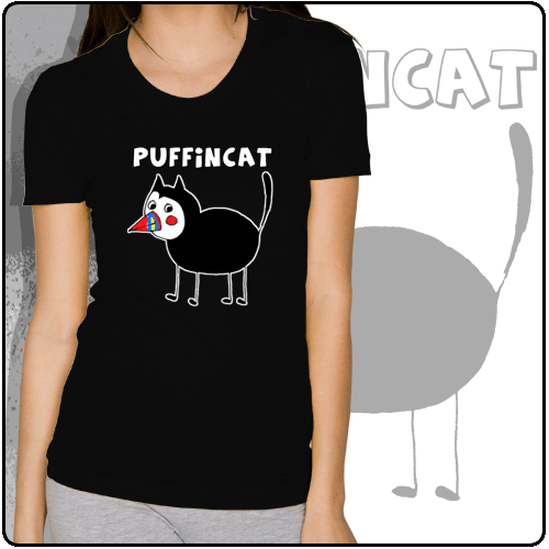 Puffincat - Cat (Womens Black)